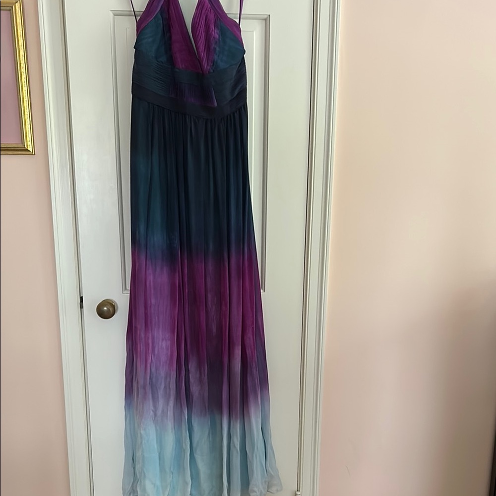 BCBGMaxAzria Purple and Blue Halter Dress